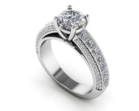 Brilliant Round and Princess Cut Engagement Ring Style BDMS208-A